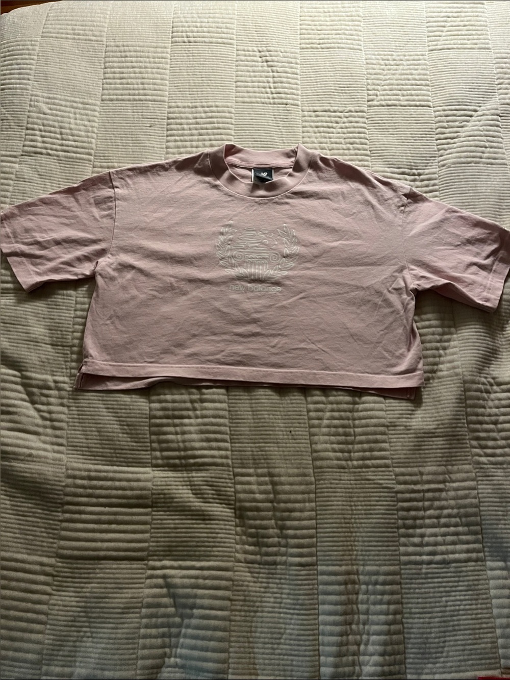 New Balance Pink Cropped Logo Tee